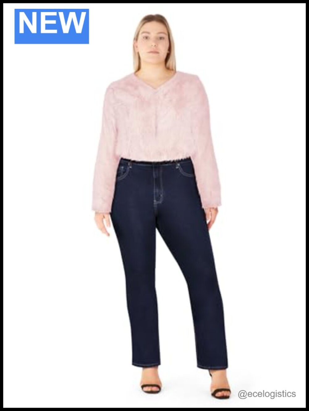 Faux Fur Cropped Blazer Jacket Curve Plus Size Hook & Eye
